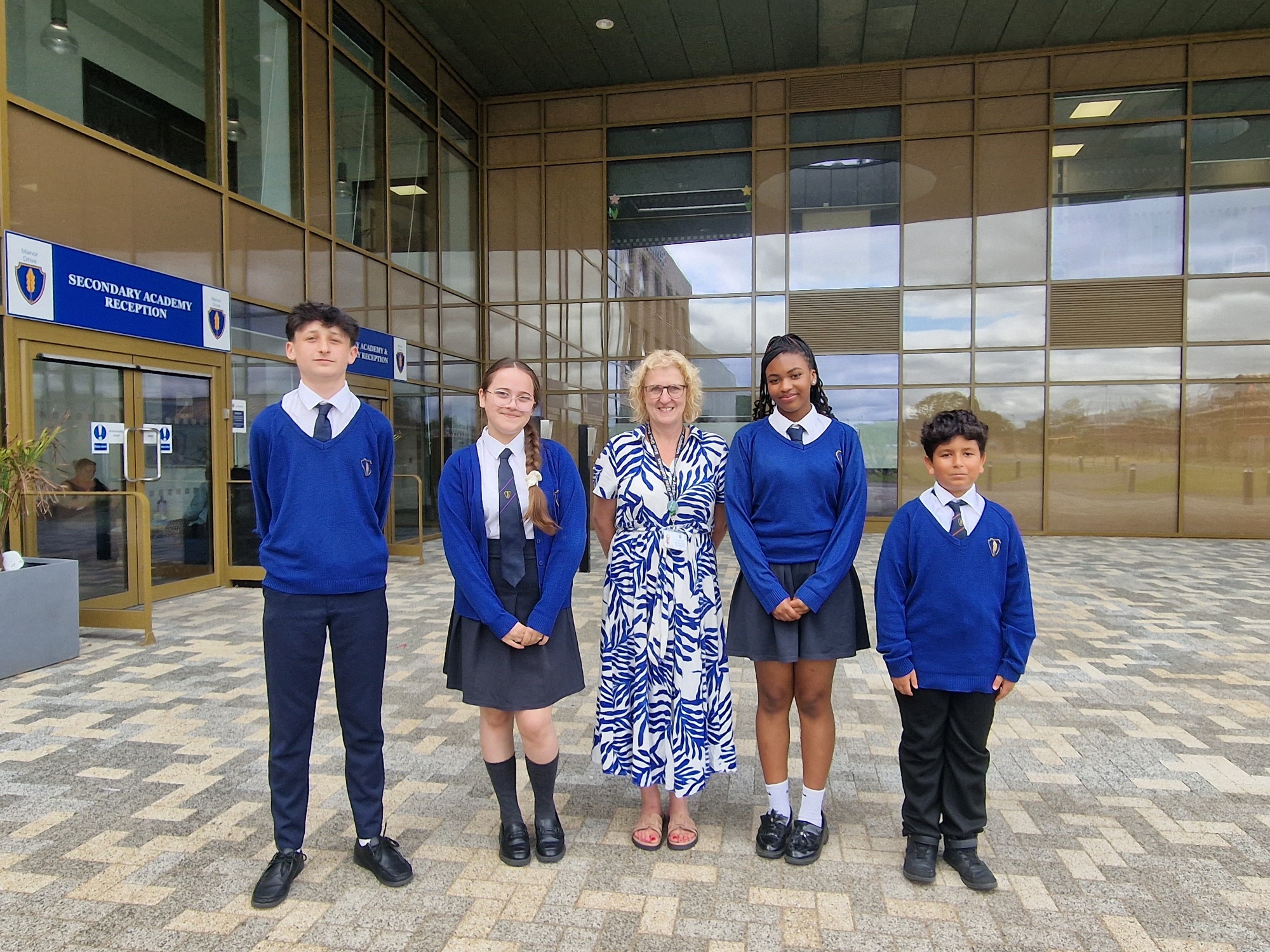 Headteacher and Students celebrating Ofsted 2025